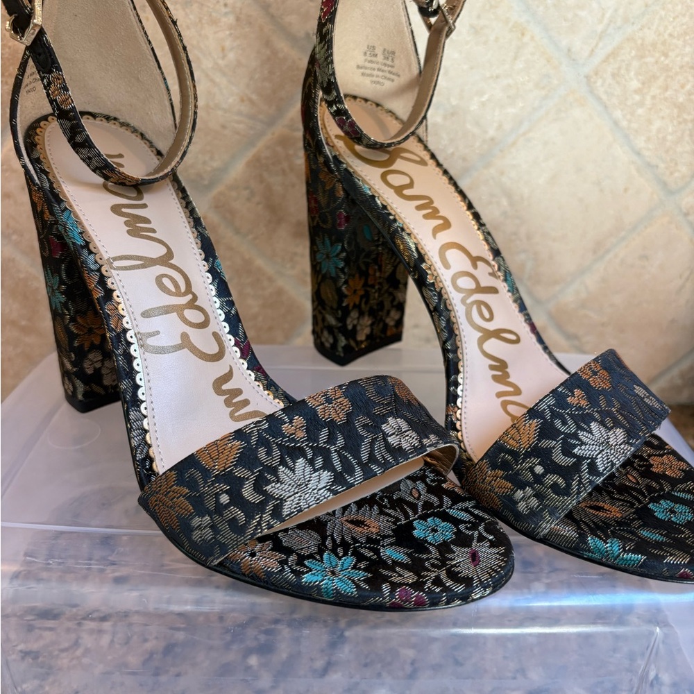 Sam Edelman Black and Blue Block Heel Sandals